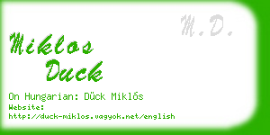 miklos duck business card